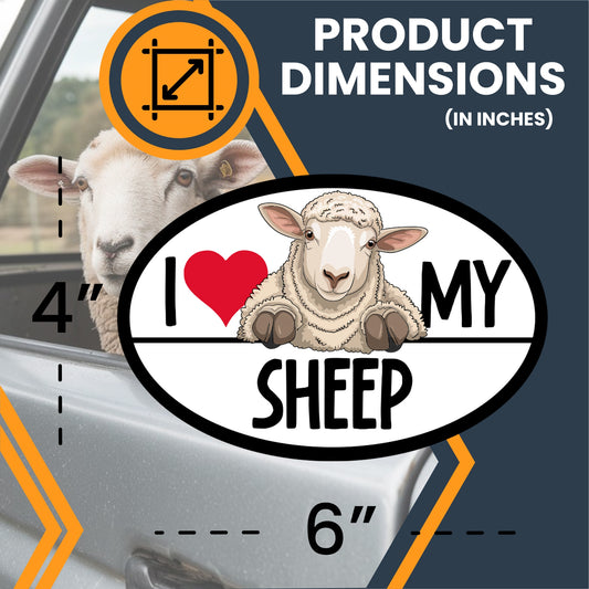 Magnet Me Up I Love My Sheep Car Magnet Decal, 4x6 Oval, Charming Farm Animals, Fun Accessory for Sheep Lovers, Lockers, Bumper Magnet