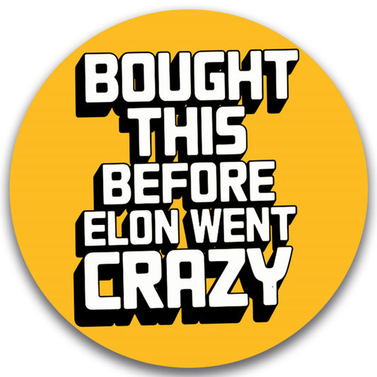 Magnet Me Up I Bought This Before Elon Went Crazy Car Magnet-  Funny 5 Inch Bumper Magnetic Decal- Yellow, UV-Printed, Elon Musk Car Decoration