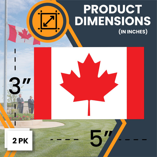 Magnet Me Up Canada Flag Magnet Decal, 3x5 Inches, 2 Pack, Red and White, Heavy Duty Automotive Magnetic Vinyl for Cars, Trucks, SUV