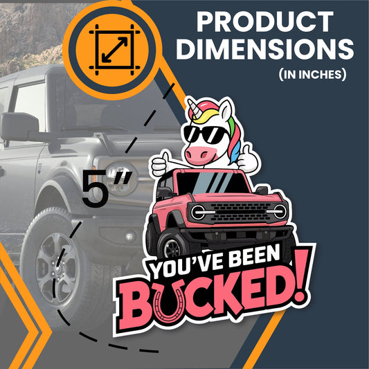 Magnet Me Up Bronco You’ve Been Bucked Magnetic Decal – Pink Unicorn Twist – 5x5 Inches Pink UV Printed Vinyl – Durable, Weatherproof SUV