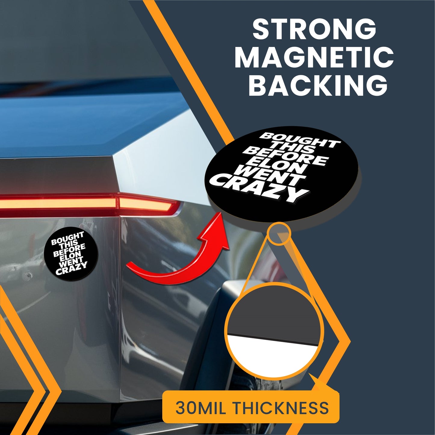Magnet Me Up I Bought This Before Elon Went Crazy Car Magnet -Funny 5 Inch Bumper Magnetic Decal- Black, Weatherproof, UV-Printed & Durable -Elon Musk Car Decoration, Made in USA