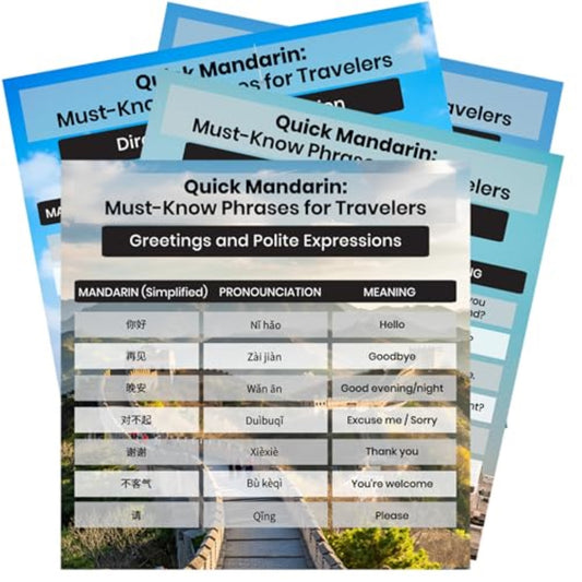 Magnet Me Up Mandarin Greetings Magnets -Traveler Language Learning Gift, 5x5 Inches 4 Pack, Durable Vinyl with UV Print - Compact Full-Color