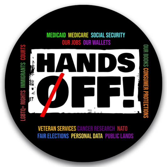 Magnet Me Up Hands Off Social Security Magnet - 5 inch Round, UV Printed Political Protest Magnetic Decal for Cars, Lockers, Fridge – Durable Vinyl, Full-Color, Weatherproof, Made in USA