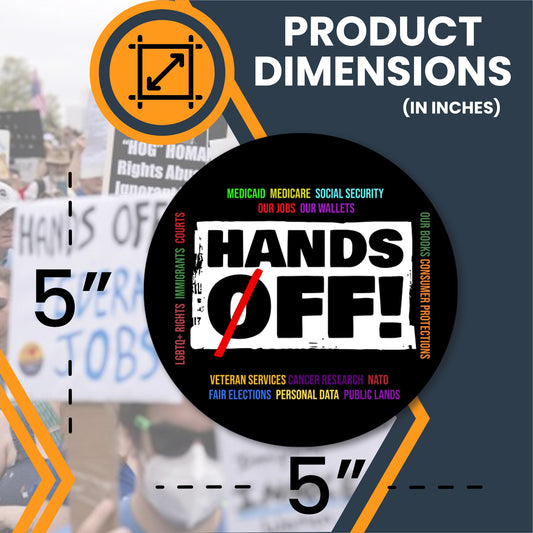 Magnet Me Up Hands Off Social Security Magnet - 5 inch Round, UV Printed Political Protest Magnetic Decal for Cars, Lockers, Fridge – Durable Vinyl, Full-Color, Weatherproof, Made in USA