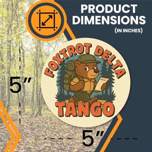 Magnet Me Up 5-Inch Round Foxtrot Delta Tango Magnet – Anti-Trump Magnet with Bear Graphic, Political Protest Gift, Funny FDT Bumper Fridge Magnetic Decal, Liberal Democrat Decor, Made in USA