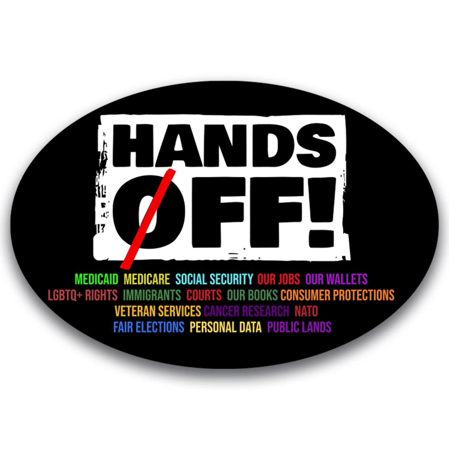 Magnet Me Up Hands Off Social Security Protest Magnet - 4x6 Inches Oval, UV Printed Political Magnetic Decal for Cars, Lockers, Fridge – Durable Vinyl, Full-Color, Weatherproof, Made in USA