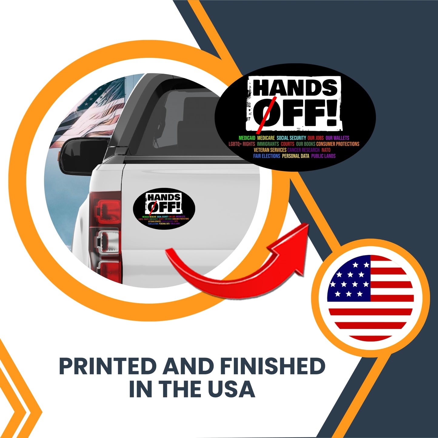 Magnet Me Up Hands Off Social Security Protest Magnet - 4x6 Inches Oval, UV Printed Political Magnetic Decal for Cars, Lockers, Fridge – Durable Vinyl, Full-Color, Weatherproof, Made in USA