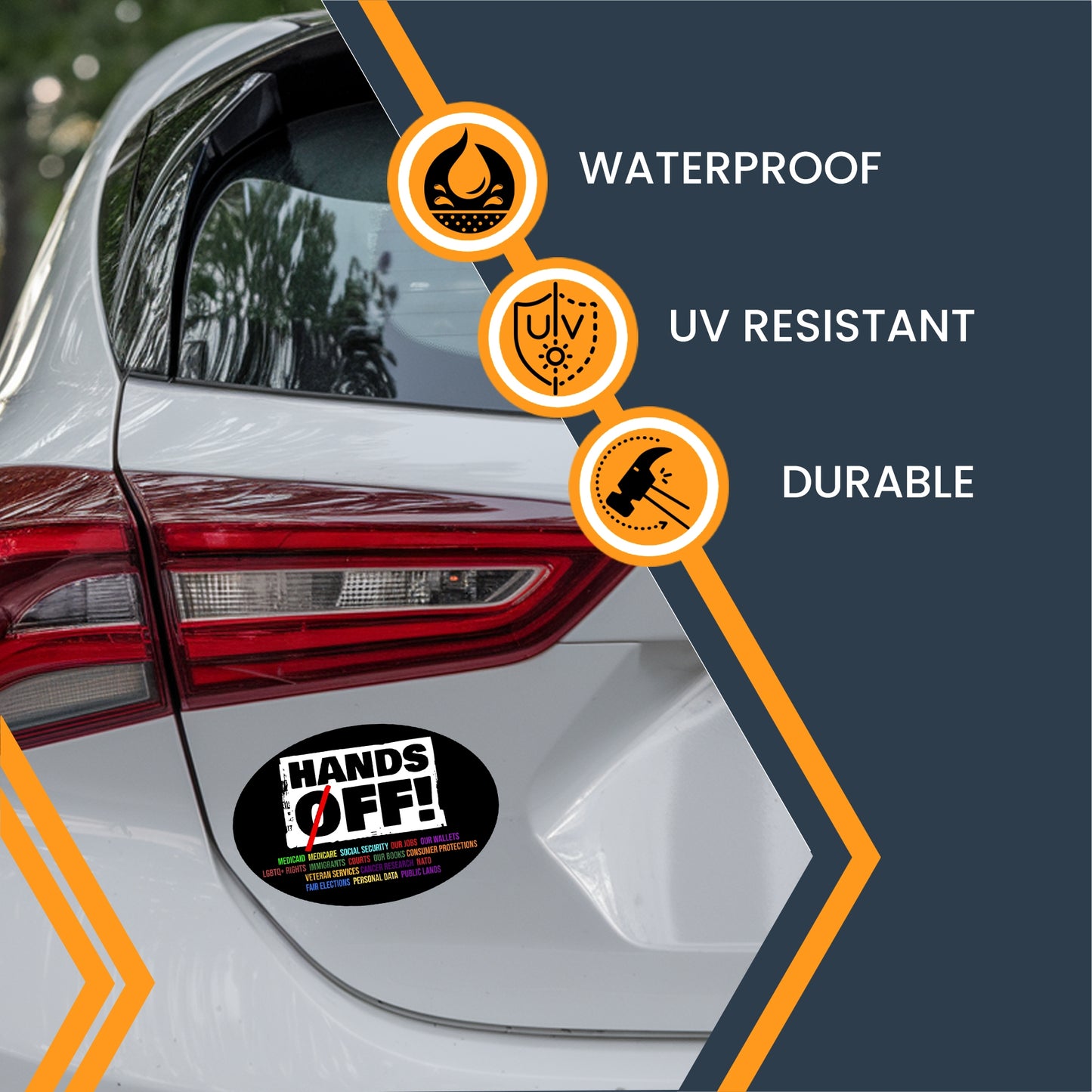 Magnet Me Up Hands Off Social Security Protest Magnet - 4x6 Inches Oval, UV Printed Political Magnetic Decal for Cars, Lockers, Fridge – Durable Vinyl, Full-Color, Weatherproof, Made in USA