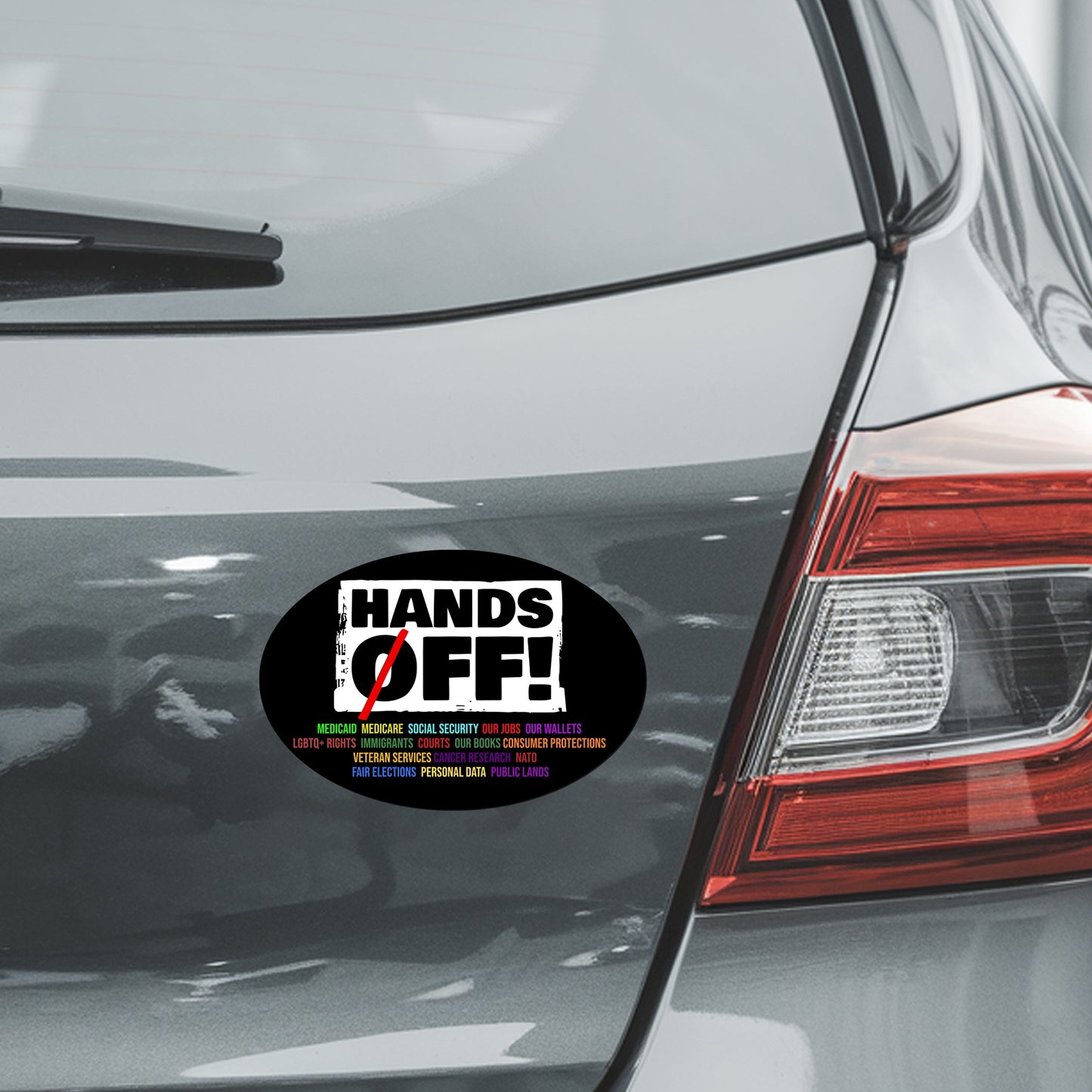 Magnet Me Up Hands Off Social Security Protest Magnet - 4x6 Inches Oval, UV Printed Political Magnetic Decal for Cars, Lockers, Fridge – Durable Vinyl, Full-Color, Weatherproof, Made in USA
