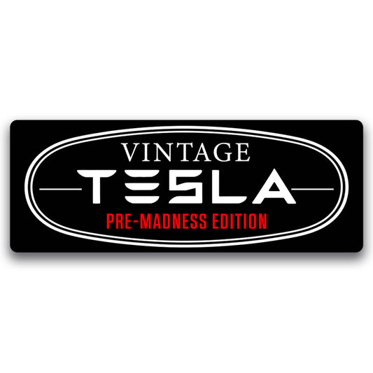 Magnet Me Up Vintage Tesla Pre-Madness Edition –3x8 Inches Retro Car Magnet for Tesla Fans – Waterproof, UV-Printed Magnetic Decal for Cars, Trucks