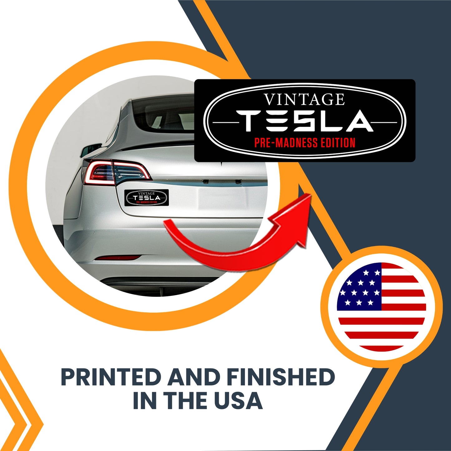 Magnet Me Up Vintage Tesla Pre-Madness Edition –3x8 Inches Retro Car Magnet for Tesla Fans – Waterproof, UV-Printed Magnetic Decal for Cars, Trucks