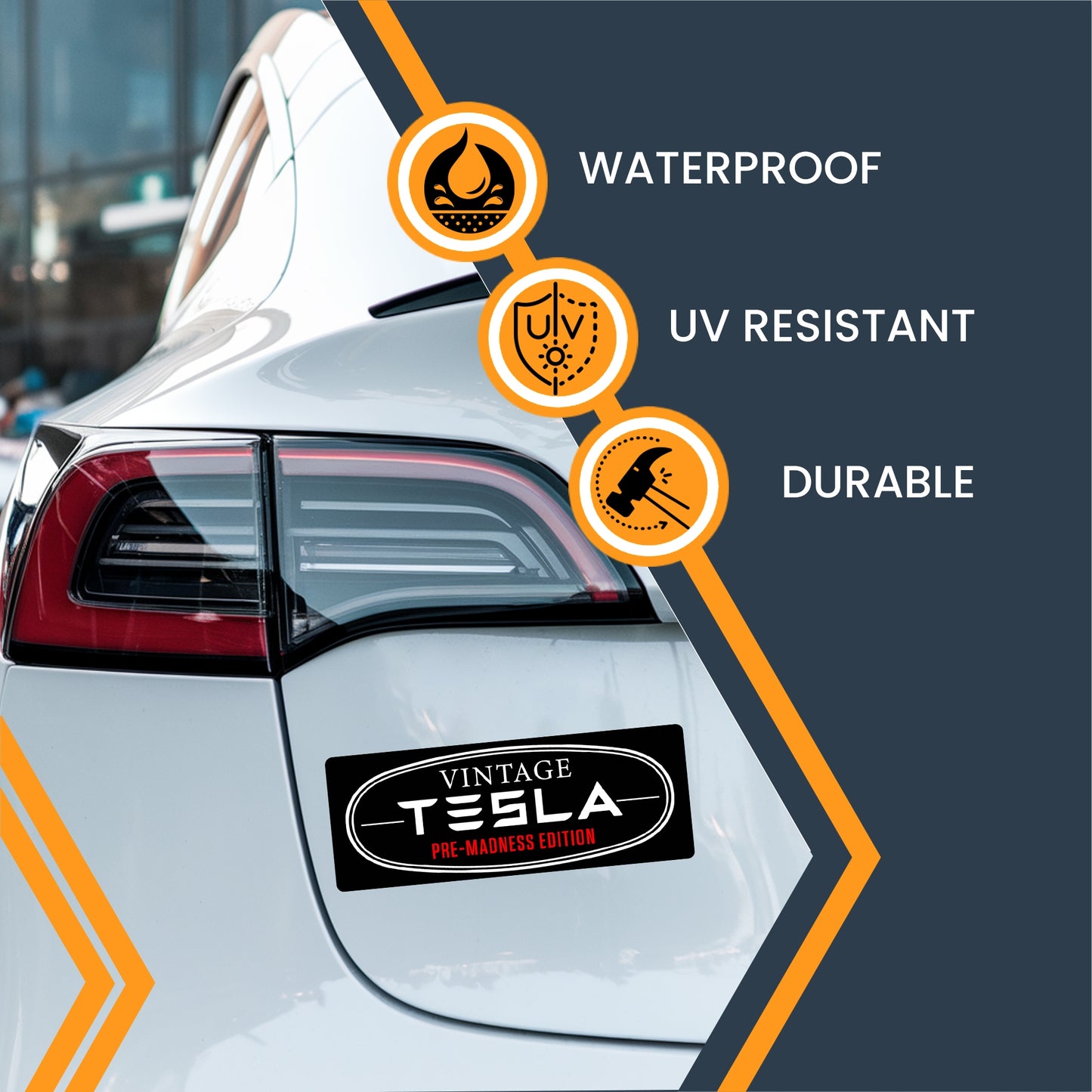 Magnet Me Up Vintage Tesla Pre-Madness Edition –3x8 Inches Retro Car Magnet for Tesla Fans – Waterproof, UV-Printed Magnetic Decal for Cars, Trucks