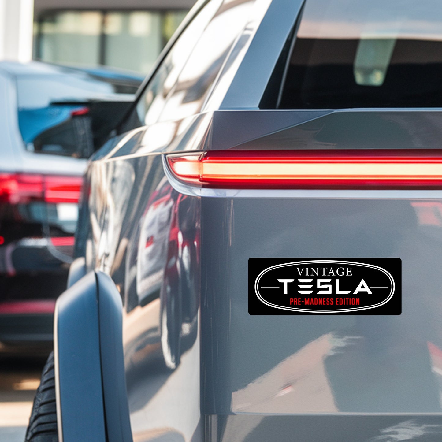 Magnet Me Up Vintage Tesla Pre-Madness Edition –3x8 Inches Retro Car Magnet for Tesla Fans – Waterproof, UV-Printed Magnetic Decal for Cars, Trucks