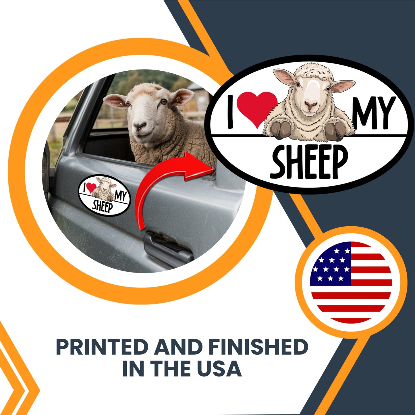 Magnet Me Up I Love My Sheep Car Magnet Decal, 4x6 Oval, Charming Farm Animals, Fun Accessory for Sheep Lovers, Lockers, Bumper Magnet