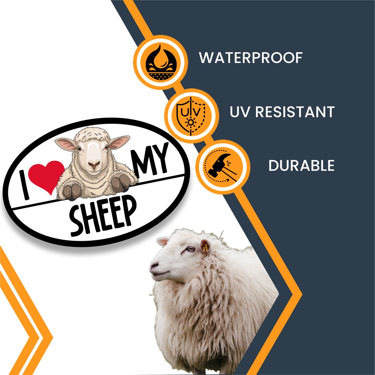 Magnet Me Up I Love My Sheep Car Magnet Decal, 4x6 Oval, Charming Farm Animals, Fun Accessory for Sheep Lovers, Lockers, Bumper Magnet