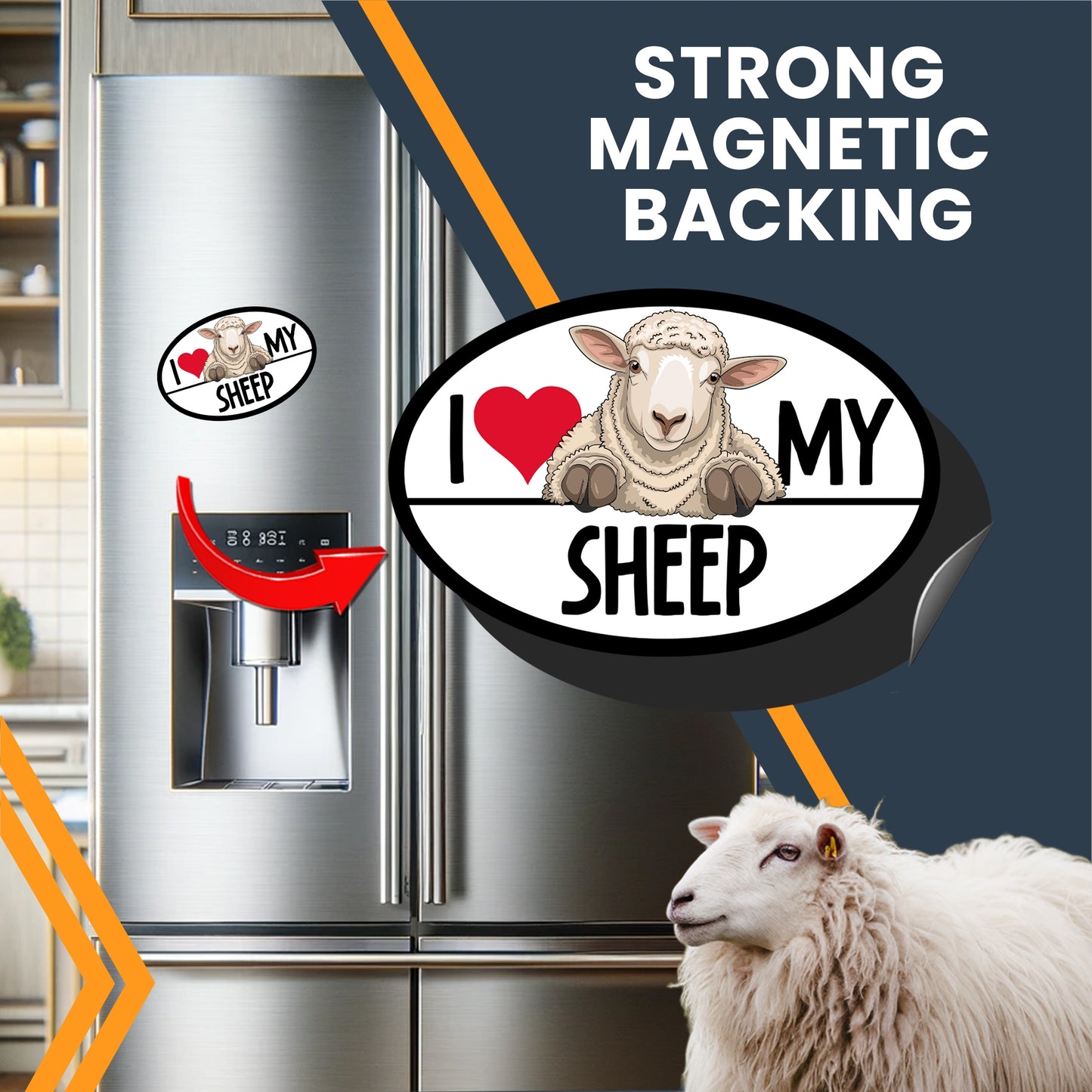 Magnet Me Up I Love My Sheep Car Magnet Decal, 4x6 Oval, Charming Farm Animals, Fun Accessory for Sheep Lovers, Lockers, Bumper Magnet