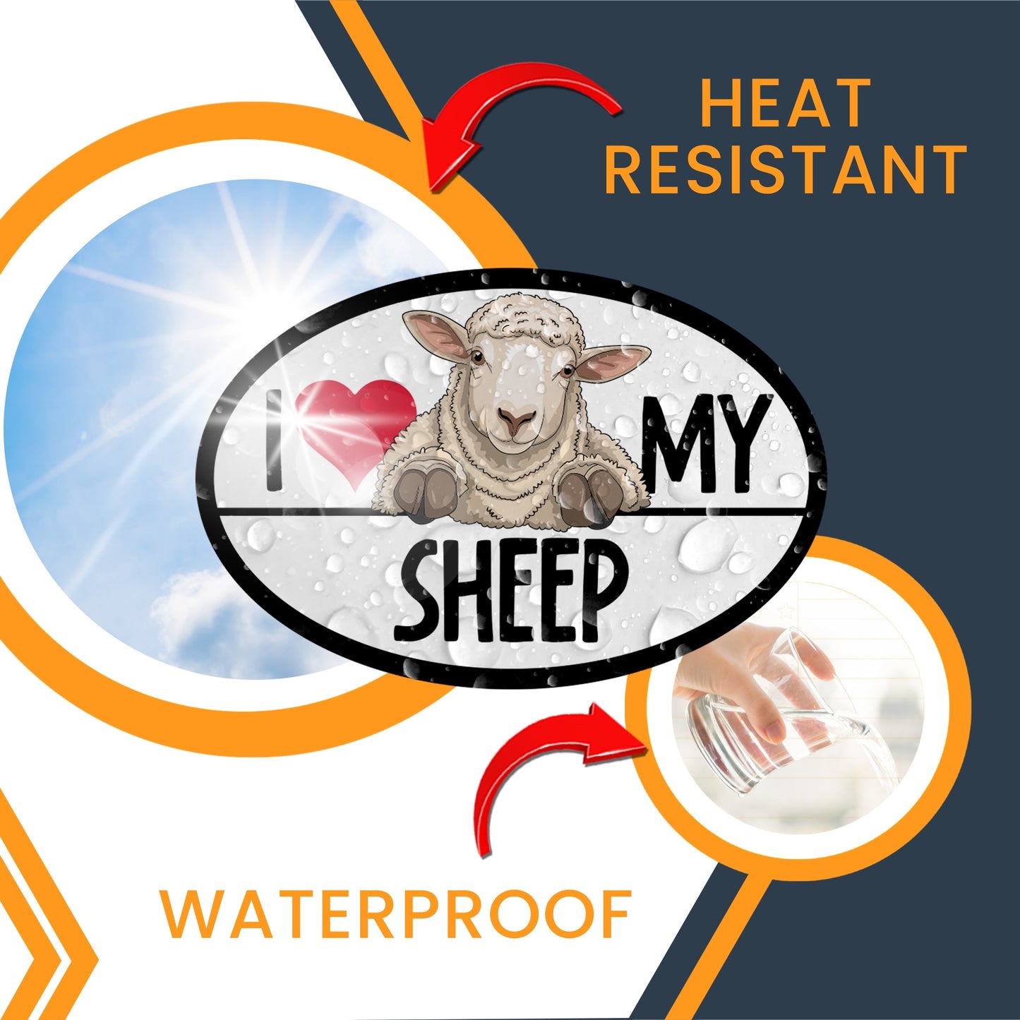 Magnet Me Up I Love My Sheep Car Magnet Decal, 4x6 Oval, Charming Farm Animals, Fun Accessory for Sheep Lovers, Lockers, Bumper Magnet