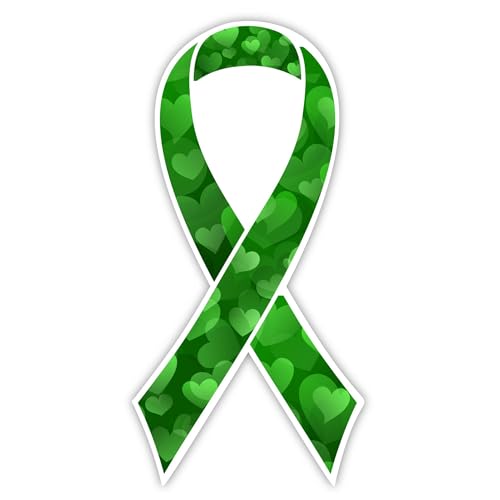 Magnet Me Up Mental Health Awareness Magnet - Green Ribbon Heart Design Magnetic Decal - 3.5x7 Inches UV-Printed Vinyl Magnet for Cars, Lockers, and Refrigerators - Weatherproof, Made in The USA