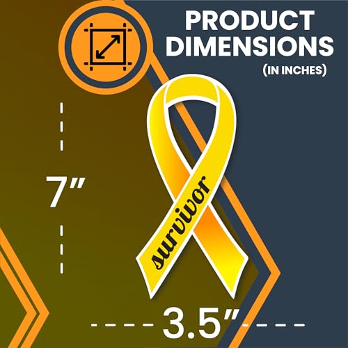 Magnet Me Up Bone Cancer Survivor Magnet - Yellow Ribbon Magnetic Decal for Cars - 3.5x7 Inches, Durable UV-Printed Vinyl, Weatherproof, Support - Full Color, for Fridge, Lockers, Made in The USA