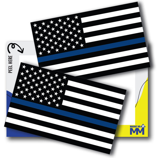 Thin Blue Line American Flag Stickers, 3x5 Inch, 2 Pack, American Flag Decals for Trucks, Bumper, Show Patriotic Support of Police and Law Enforcement, Flag Sticker for Car, Made in USA