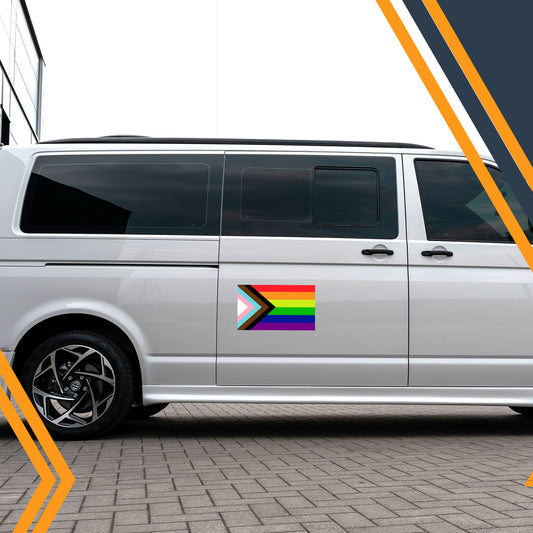 Magnet Me Up Gay Pride Progress Pride Rainbow Flag Car Magnetic Vinyl Decal, 7x12 Inches, Heavy Duty for Car, Truck, SUV, in Support of LGBTQ, Fade Resistant Automotive Magnet