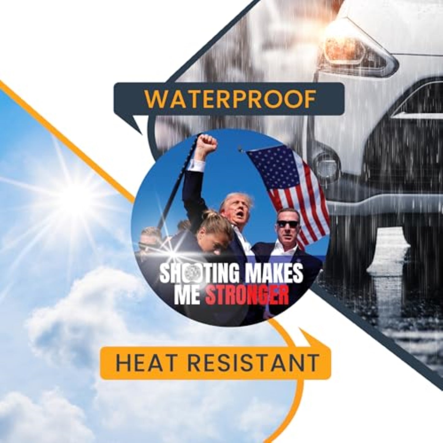 Magnet Me Up Sh--ting Makes Me Stronger Election Magnet Decal, 5 inch Round, Never Surrender, Gift for Trump Supporters, Trump Fight, for Car, SUV, Fridge, Lockers, Republican, Crafted in USA