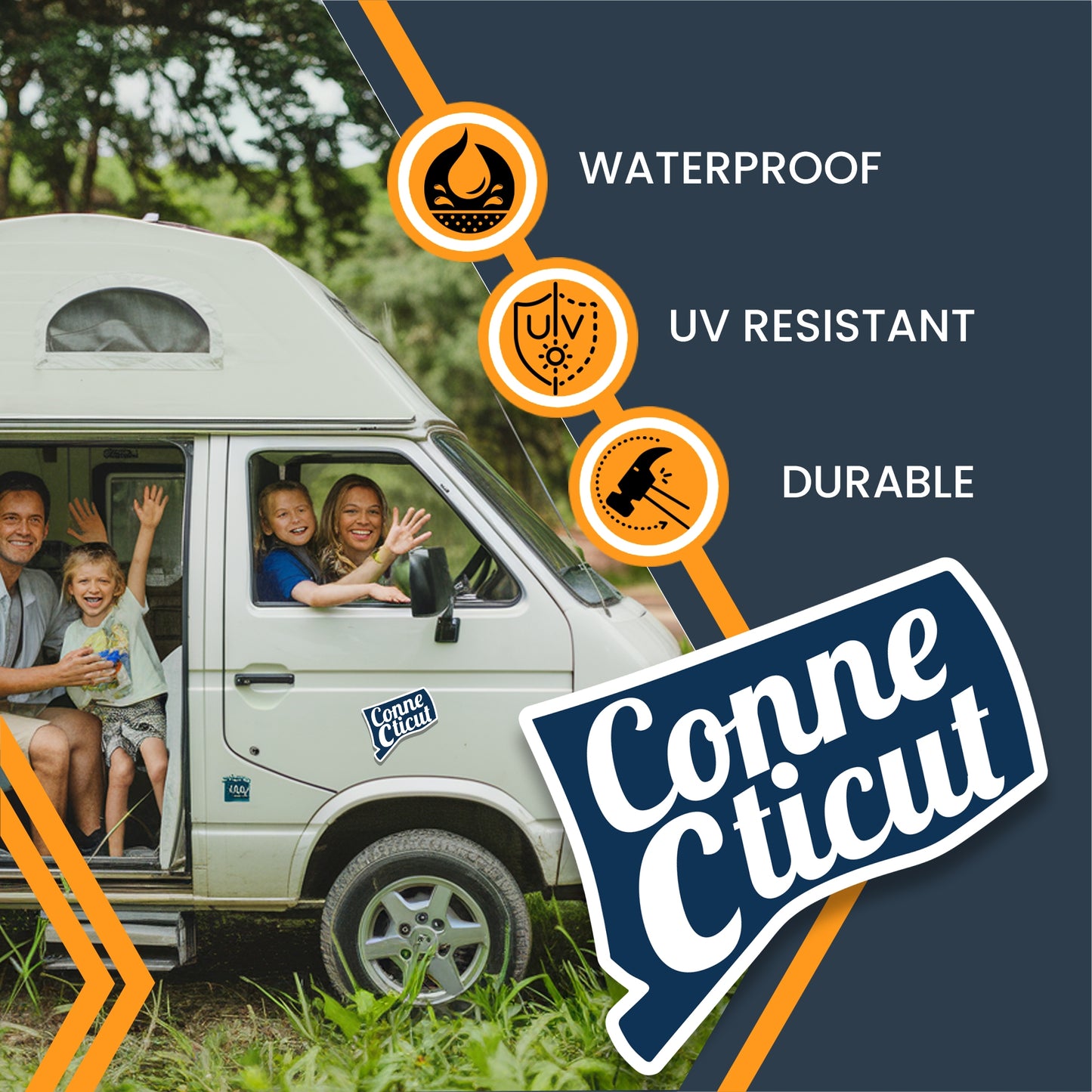 Magnet Me Up Connecticut State Magnet - Full-Color Vinyl State Magnetic Decal, Die-Cut Shape, 6x5.3 Inches, Collectible Souvenir - Durable UV Ink, Weatherproof Fridge Magnet – Made in USA