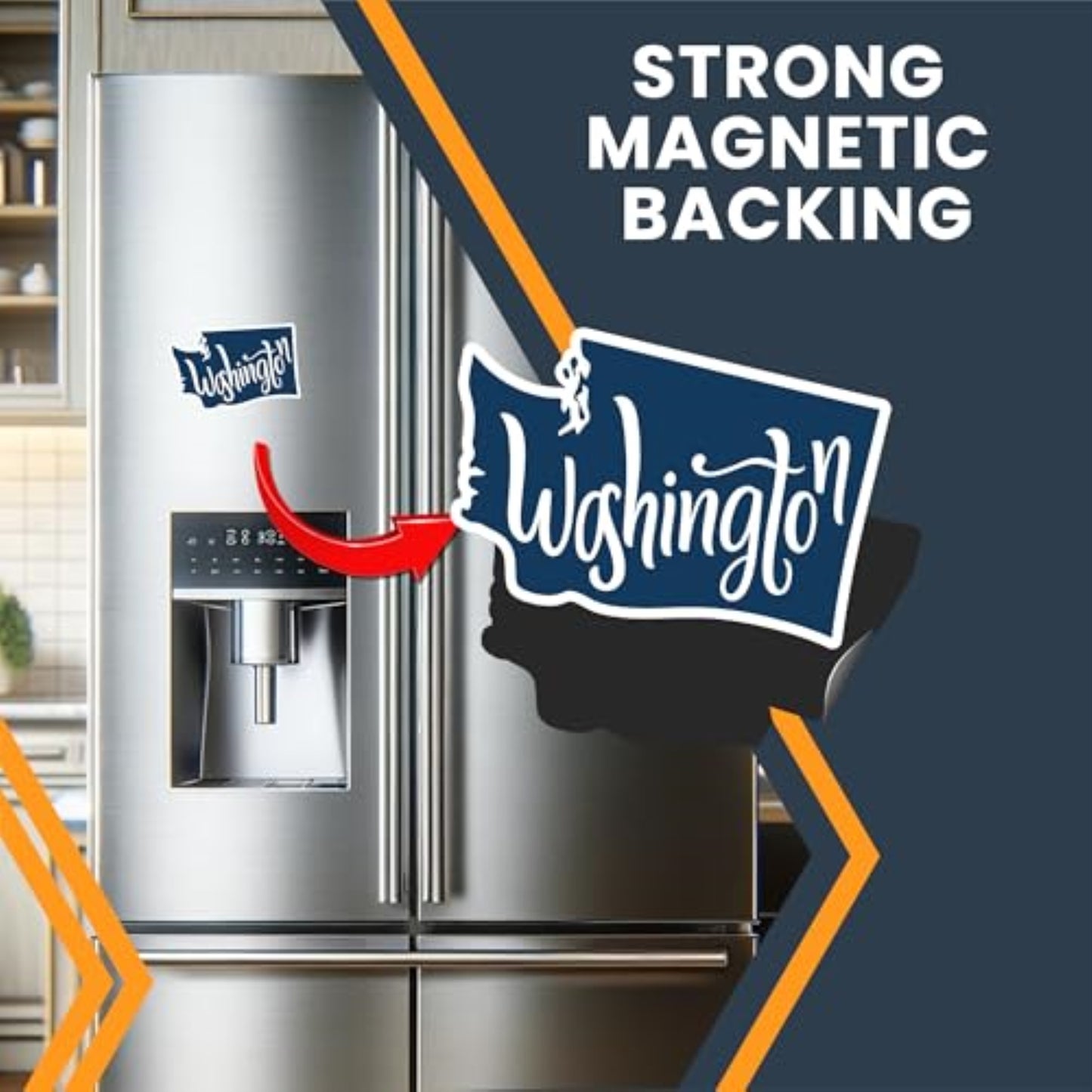 Magnet Me Up Washington State Magnet - 5.5x4 Inches, Collectible US State Shape Fridge Magnet, Durable Full-Color UV Vinyl, Travel Souvenir Magnetic Decal, Made in The USA, Gift Decor