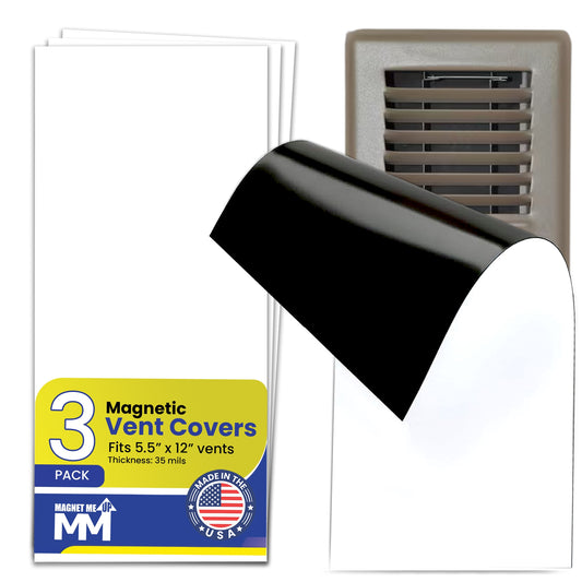 Magnet Me Up Magnetic Vent Cover 13x6 Inch Fits 12x5.5 Vents, 3 Pack, Strong Magnetic Register Cover for Floor, Wall & Ceiling Vents, Reusable HVAC Air Blocker, Cut-to-Fit Trim to Size, Made in USA