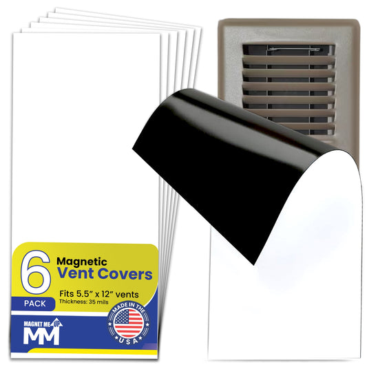 Magnet Me Up Magnetic Vent Cover 13x6 Inch Fits 12x5.5 Vents, 6 Pack, Strong Magnetic Register Cover for Floor, Wall & Ceiling Vents, Reusable HVAC Air Blocker, Cut-to-Fit Trim to Size, Made in USA