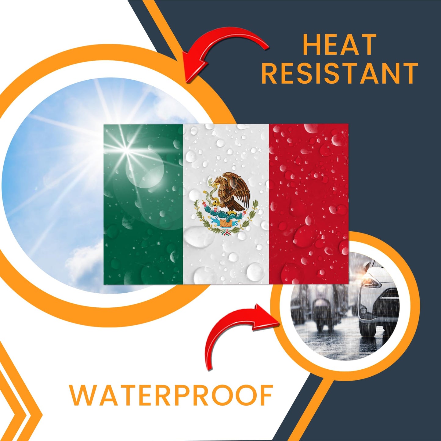 Magnet Me Up Mexico Mexican Flag Car Magnet - 3x5 Inches - UV Printed Vinyl - Weatherproof, Durable Magnetic Decal - Patriotic Mexico Car Accessory - Fridge, Locker, Made in USA