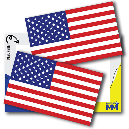 Magnet Me Up USA Patriotic American Flag Adhesive Decal Sticker, 2 Pack, 3x5 Inch, Heavy Duty Adhesion to Car Window, Bumper, etc