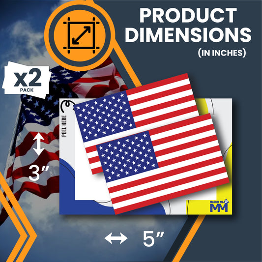 Magnet Me Up USA Patriotic American Flag Adhesive Decal Sticker, 2 Pack, 3x5 Inch, Heavy Duty Adhesion to Car Window, Bumper, etc