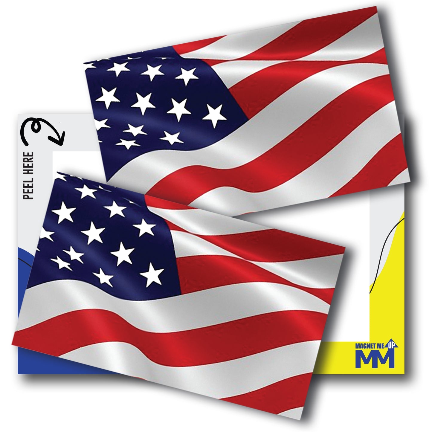 Waving American Flag Decal Stickers, 3x5 Inch, 2 Pack, American Fag Decals for Trucks, USA Flag Stickers, Adhesion to Car Window, Bumper