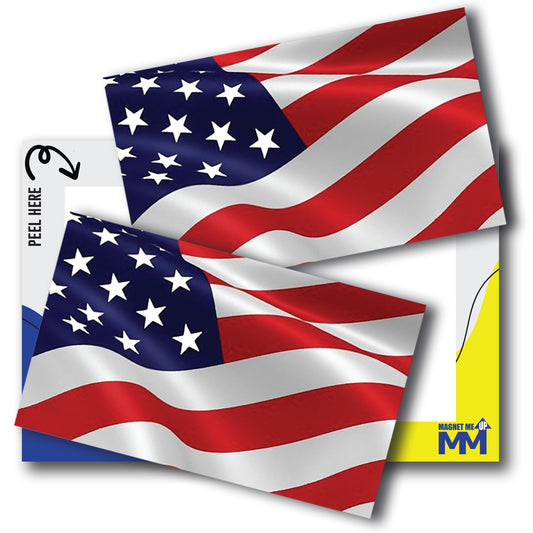 Waving American Flag Decal Stickers, 3x5 Inch, 2 Pack, American Fag Decals for Trucks, USA Flag Stickers, Adhesion to Car Window, Bumper