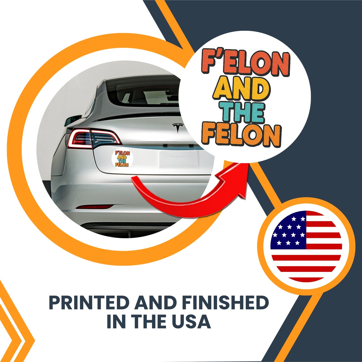 Magnet Me Up Funny Car Magnet - F?Elon and The Felon 5" Round UV Printed - Durable Weatherproof Political Parody, Elon Musk Meme Magnetic Decal, for Cars & Trucks, Made in USA