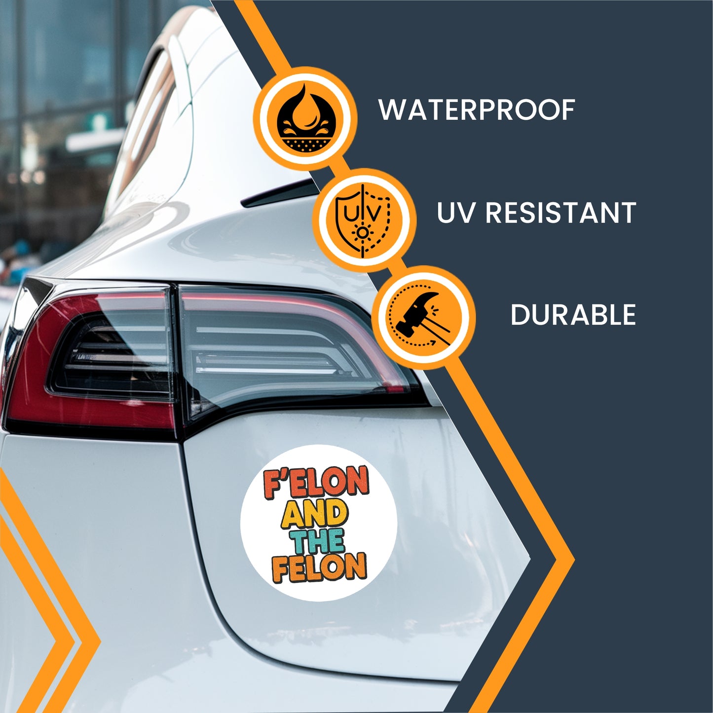 Magnet Me Up Funny Car Magnet - F?Elon and The Felon 5" Round UV Printed - Durable Weatherproof Political Parody, Elon Musk Meme Magnetic Decal, for Cars & Trucks, Made in USA