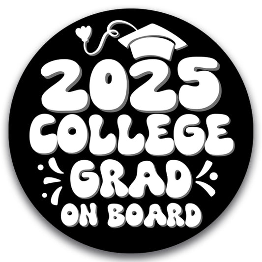 Magnet Me Up Graduation Magnet - 5" Round College Grad Gift, Car Magnet in Black and White - Full-Color UV Printed, Weatherproof, Made in The USA - Graduation Car Decor, Class of 2025