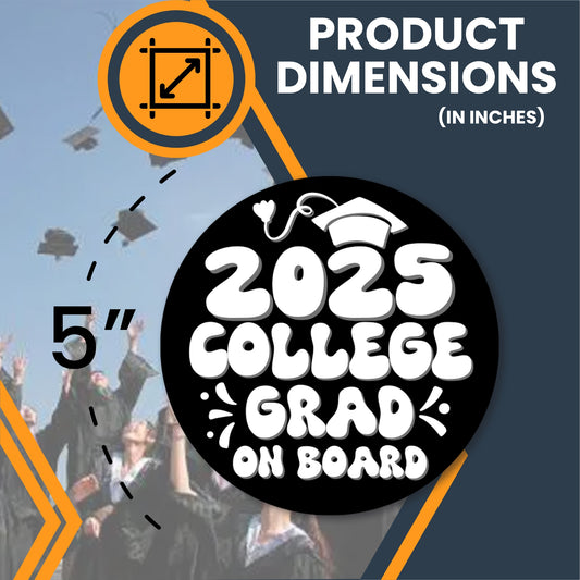 Magnet Me Up Graduation Magnet - 5" Round College Grad Gift, Car Magnet in Black and White - Full-Color UV Printed, Weatherproof, Made in The USA - Graduation Car Decor, Class of 2025