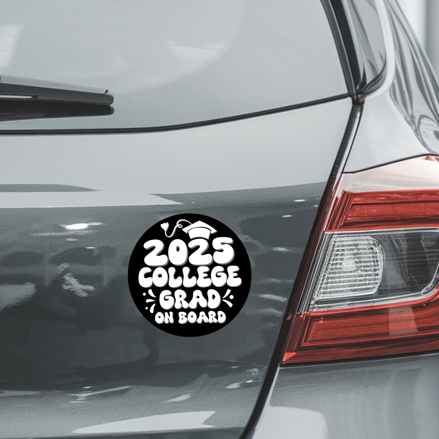 Magnet Me Up Graduation Magnet - 5" Round College Grad Gift, Car Magnet in Black and White - Full-Color UV Printed, Weatherproof, Made in The USA - Graduation Car Decor, Class of 2025