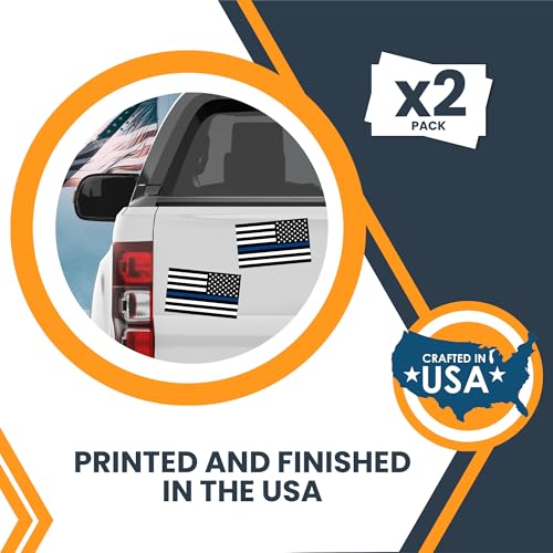 Magnet Me Up Reversed Thin Blue Line American Flag Adhesive Decal Sticker, 3x5 Inch, Heavy-Duty Automotive Sticker for Car, Truck, SUV – Support Police & Law Enforcement – Made in The USA