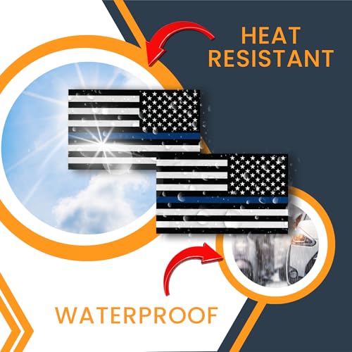 Magnet Me Up Reversed Thin Blue Line American Flag Adhesive Decal Sticker, 3x5 Inch, Heavy-Duty Automotive Sticker for Car, Truck, SUV – Support Police & Law Enforcement – Made in The USA