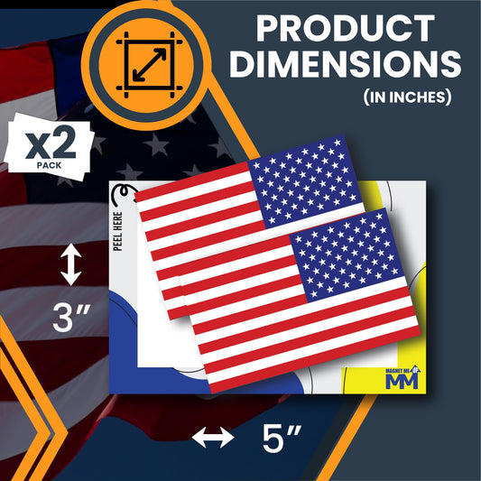 Magnet Me Up Reversed American Flag Adhesive Decal Sticker, 3x5 Inches, Red White, and Blue, Heavy Duty Automotive Sticker for Car, Truck, SUV, or Any Other Surface