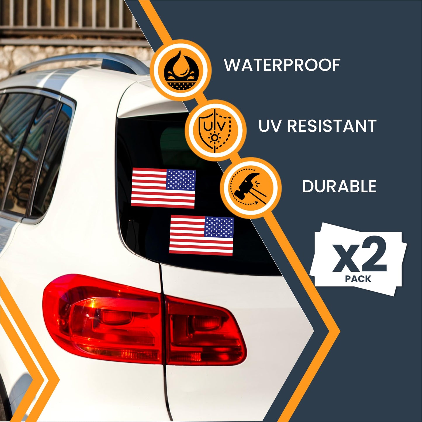 Magnet Me Up Reversed American Flag Adhesive Decal Sticker, 3x5 Inches, Red White, and Blue, Heavy Duty Automotive Sticker for Car, Truck, SUV, or Any Other Surface