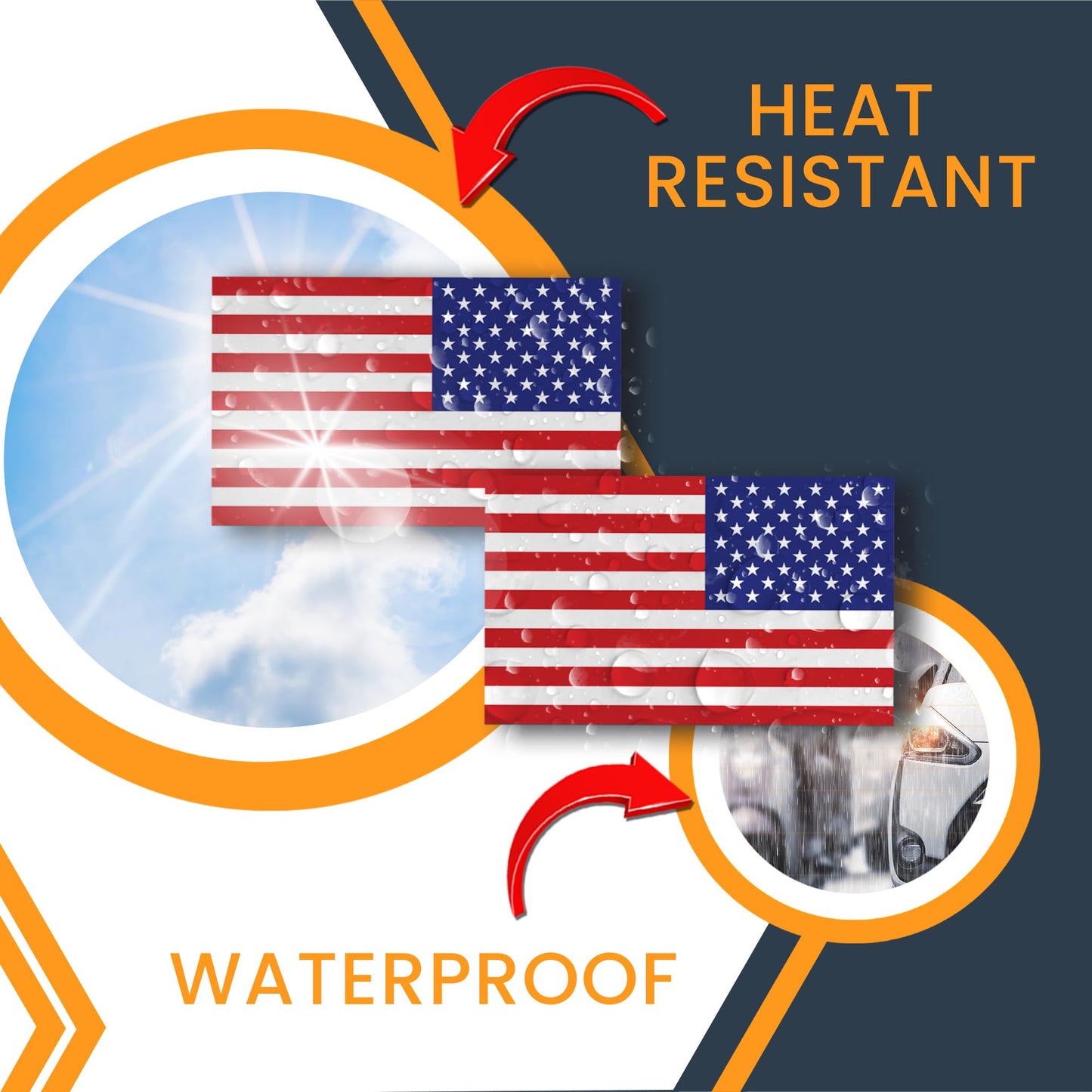 Magnet Me Up Reversed American Flag Adhesive Decal Sticker, 3x5 Inches, Red White, and Blue, Heavy Duty Automotive Sticker for Car, Truck, SUV, or Any Other Surface