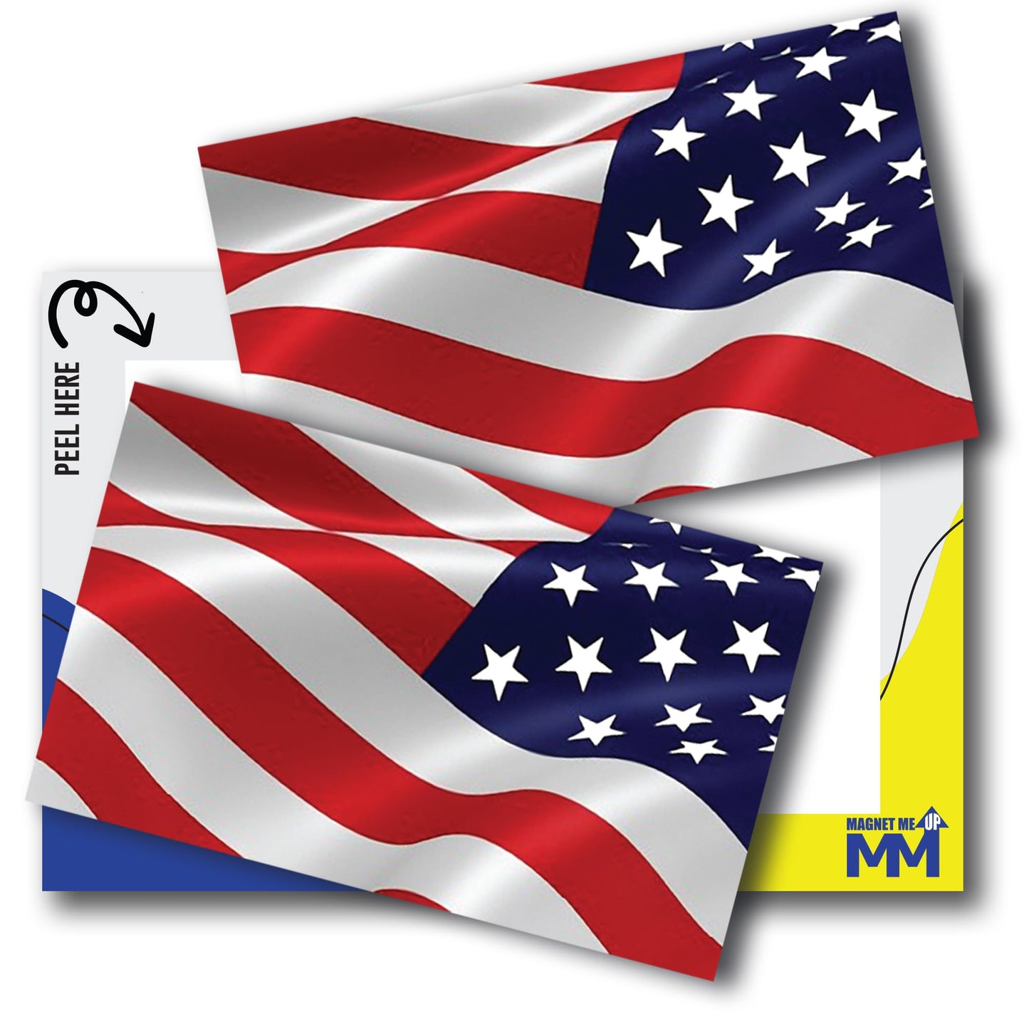 Magnet Me Up Reversed Waving American Flag Adhesive Decal Sticker, 3x5 Inches, Red, White, Blue, Heavy Duty Automotive Sticker for Car, Truck, SUV, Laptop, Cooler, Tool Box, Non-Magnetic Surfaces