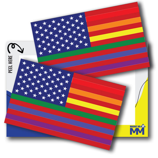 Magnet Me Up Gay Pride LGTBQ Rainbow American Flag Adhesive Decal Sticker, 3x5 Inches, Heavy Duty Automotive Sticker for Car Truck SUV, in Support of LGBTQ