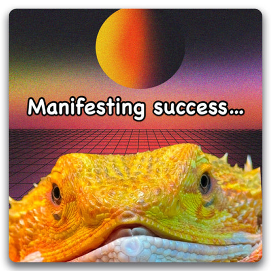 Magnet Me Up WHOSAGOODLIZARD 5" Square Funny Lizard Car Magnet - Manifesting Success Retro Vaporwave Aesthetic - Car Fridge Locker Magnetic Decal - UV Printed Vinyl, Souvenir Gifts, Made in USA