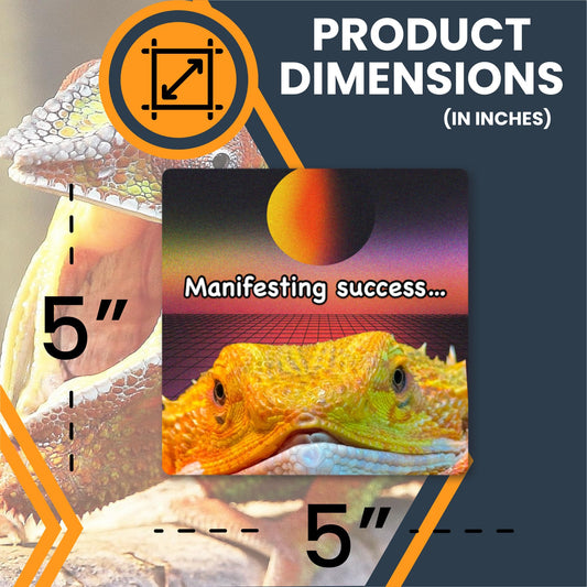 Magnet Me Up WHOSAGOODLIZARD 5" Square Funny Lizard Car Magnet - Manifesting Success Retro Vaporwave Aesthetic - Car Fridge Locker Magnetic Decal - UV Printed Vinyl, Souvenir Gifts, Made in USA