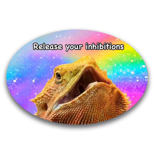 Magnet Me Up WHOSAGOODLIZARD Funny Lizard Magnet Decal - 4x6 Oval Bearded Dragon - Release Your Inhibitions Magnetic Vinyl, Reptile Humor Car Magnet, Souvenir Gifts, Made in USA